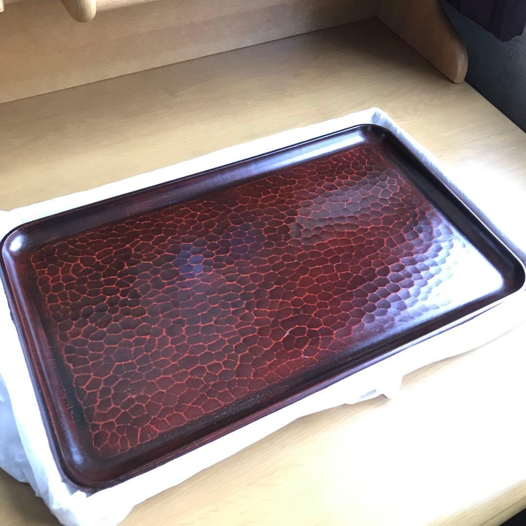 [希少な逸品］鎌倉彫　長手盆　刀目　陽堂十四世　大石雅樹