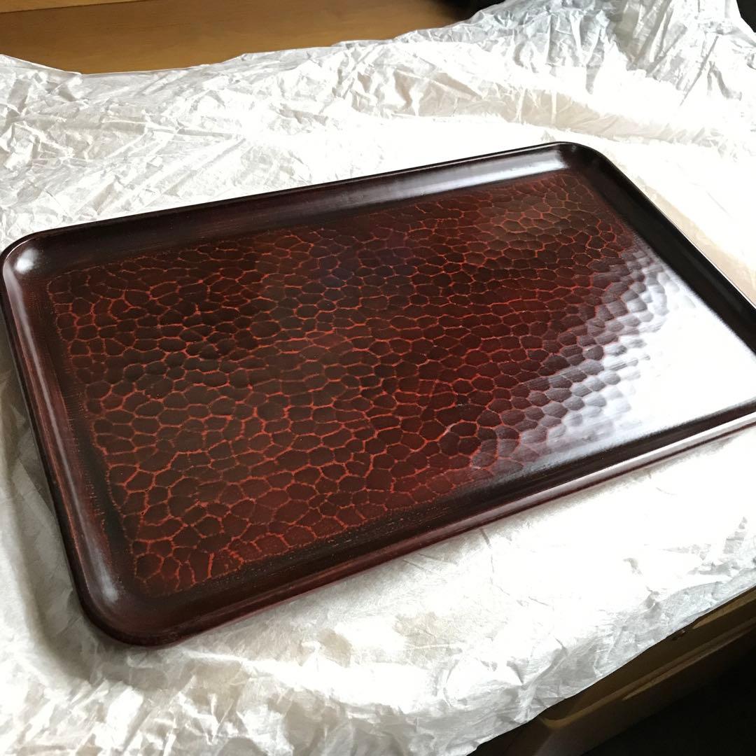 [希少な逸品］鎌倉彫　長手盆　刀目　陽堂十四世　大石雅樹