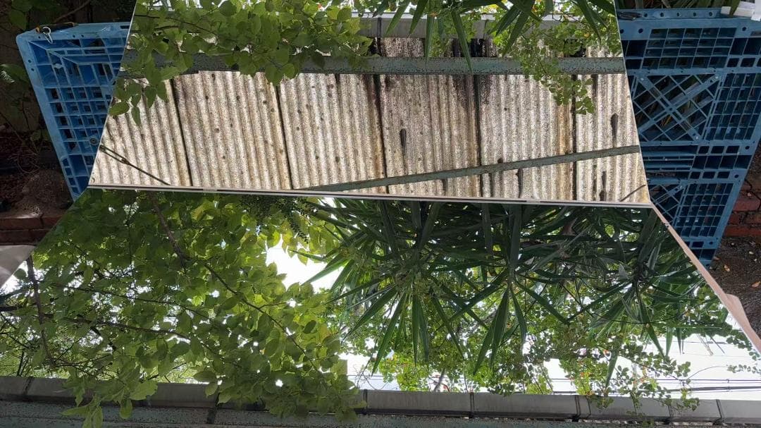 【中古】ダンス鏡 折り畳み 割れない鏡 160cmx100cmx2枚 銀色24番