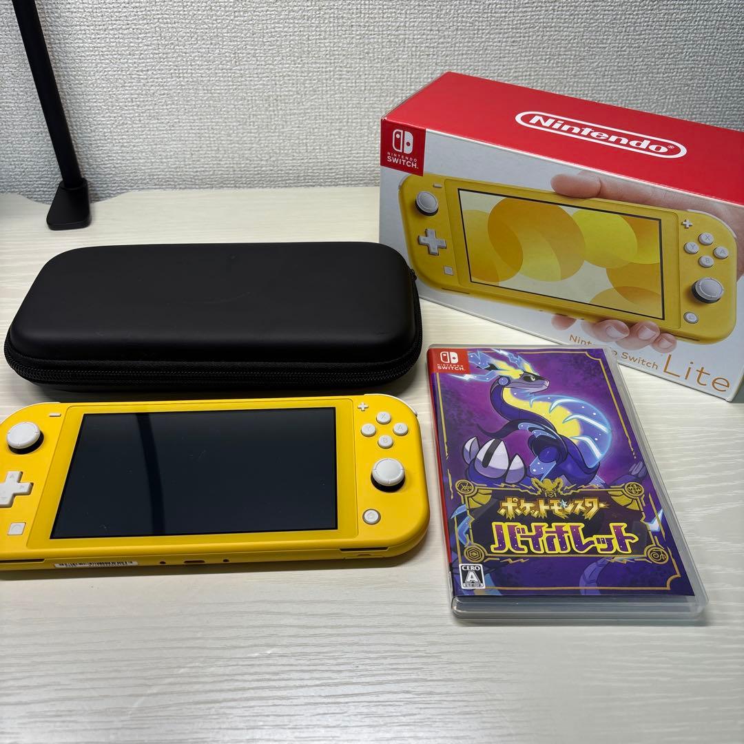 【天様】Switch Lite イエロー 本体　ケース&カセット付き