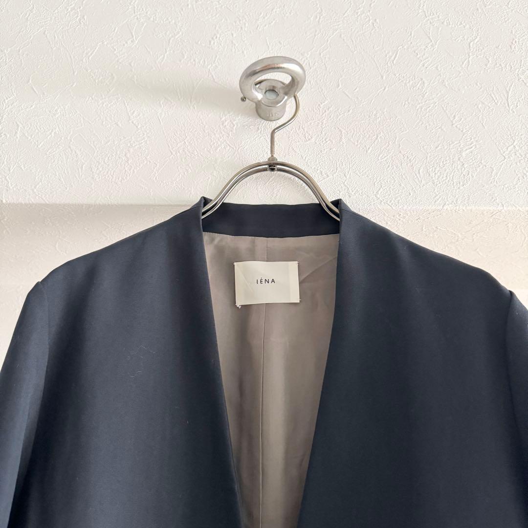 イエナ／通勤セレモニーに❤️春アウターノーカラージャケットコート ブラックネイビー