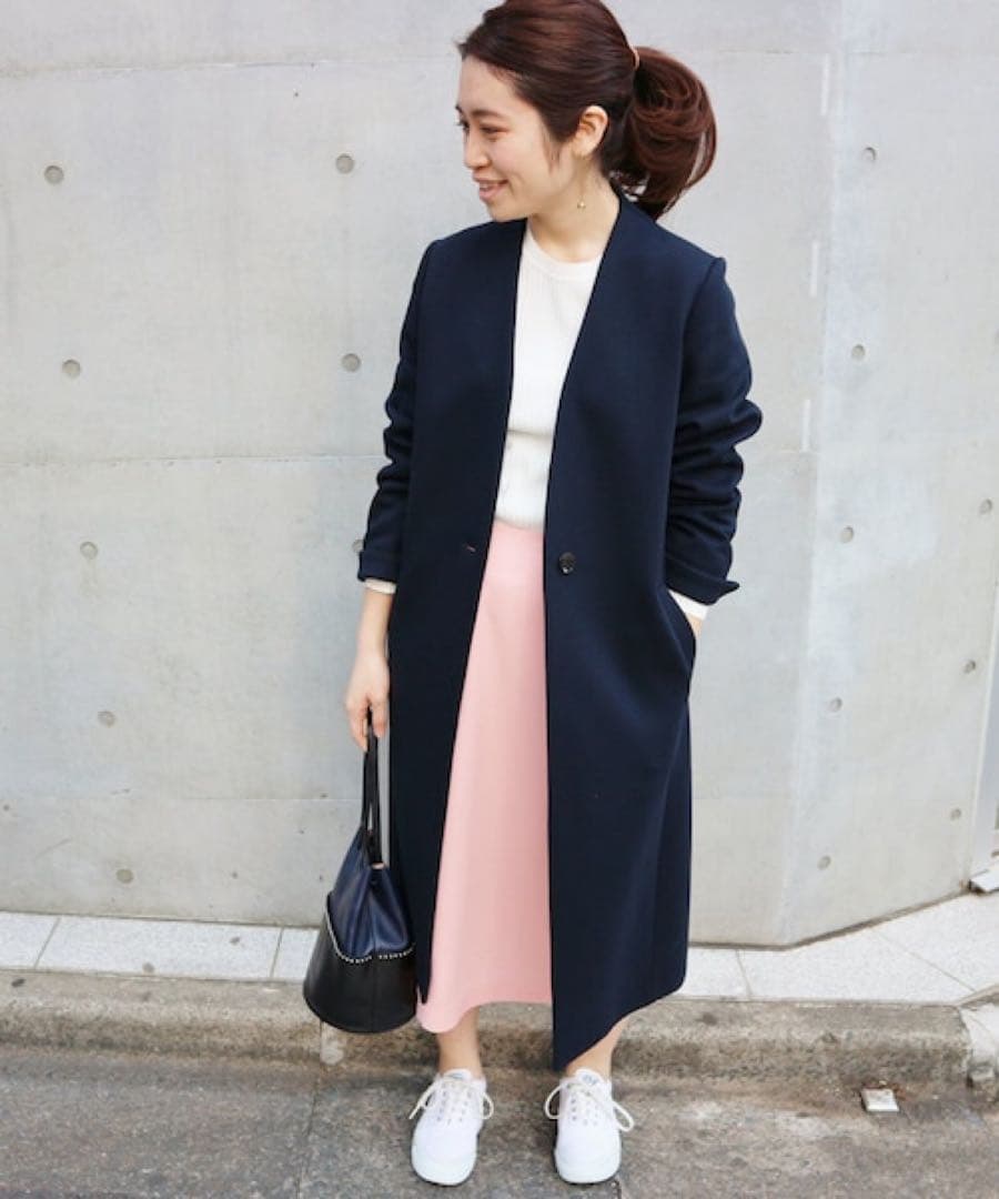 イエナ／通勤セレモニーに❤️春アウターノーカラージャケットコート ブラックネイビー