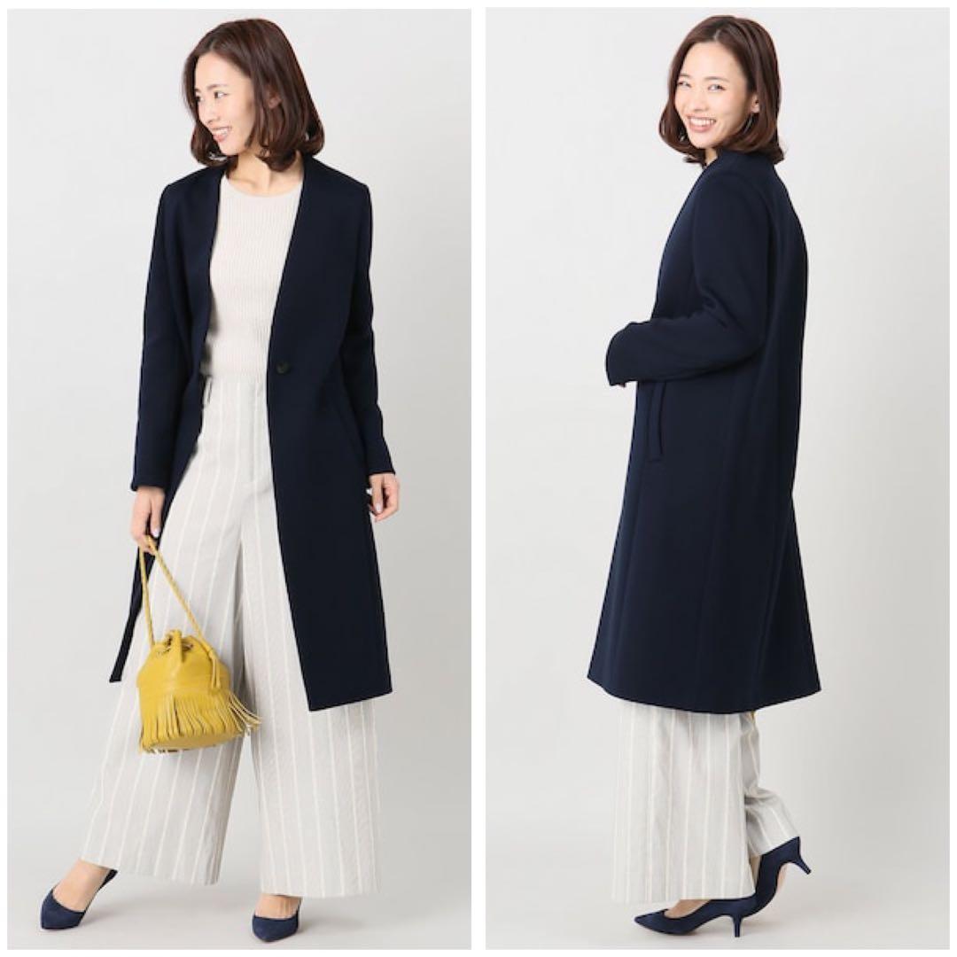 イエナ／通勤セレモニーに❤️春アウターノーカラージャケットコート ブラックネイビー