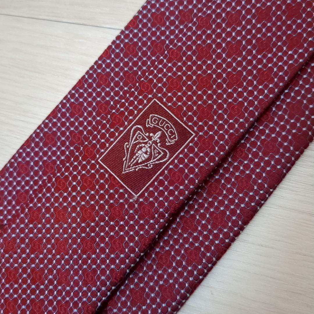 【新品】GUCCI　ネクタイ　GG柄　レッド　総柄
