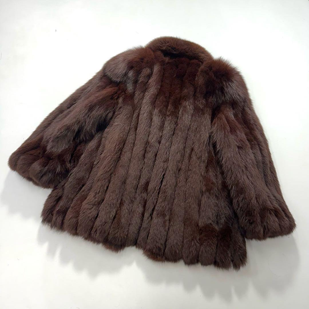 SAGA FOX ブルーフォックス　ファーコート 染め　ブラウン 毛皮 銀サガ