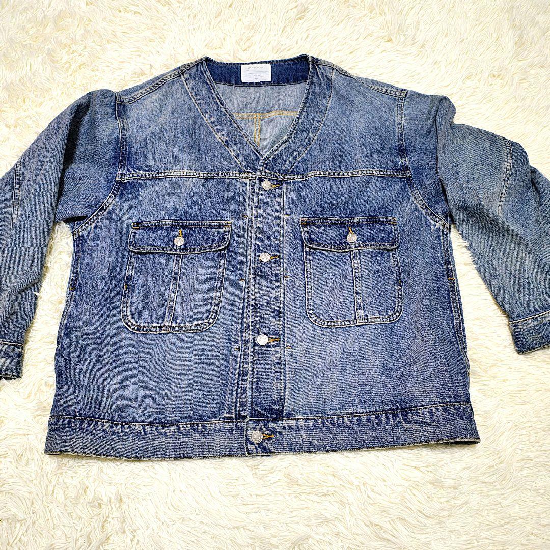 【カフネ】Vネックデニムジャケット38 　オーバーサイズ