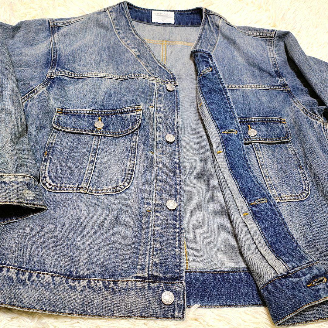 【カフネ】Vネックデニムジャケット38 　オーバーサイズ