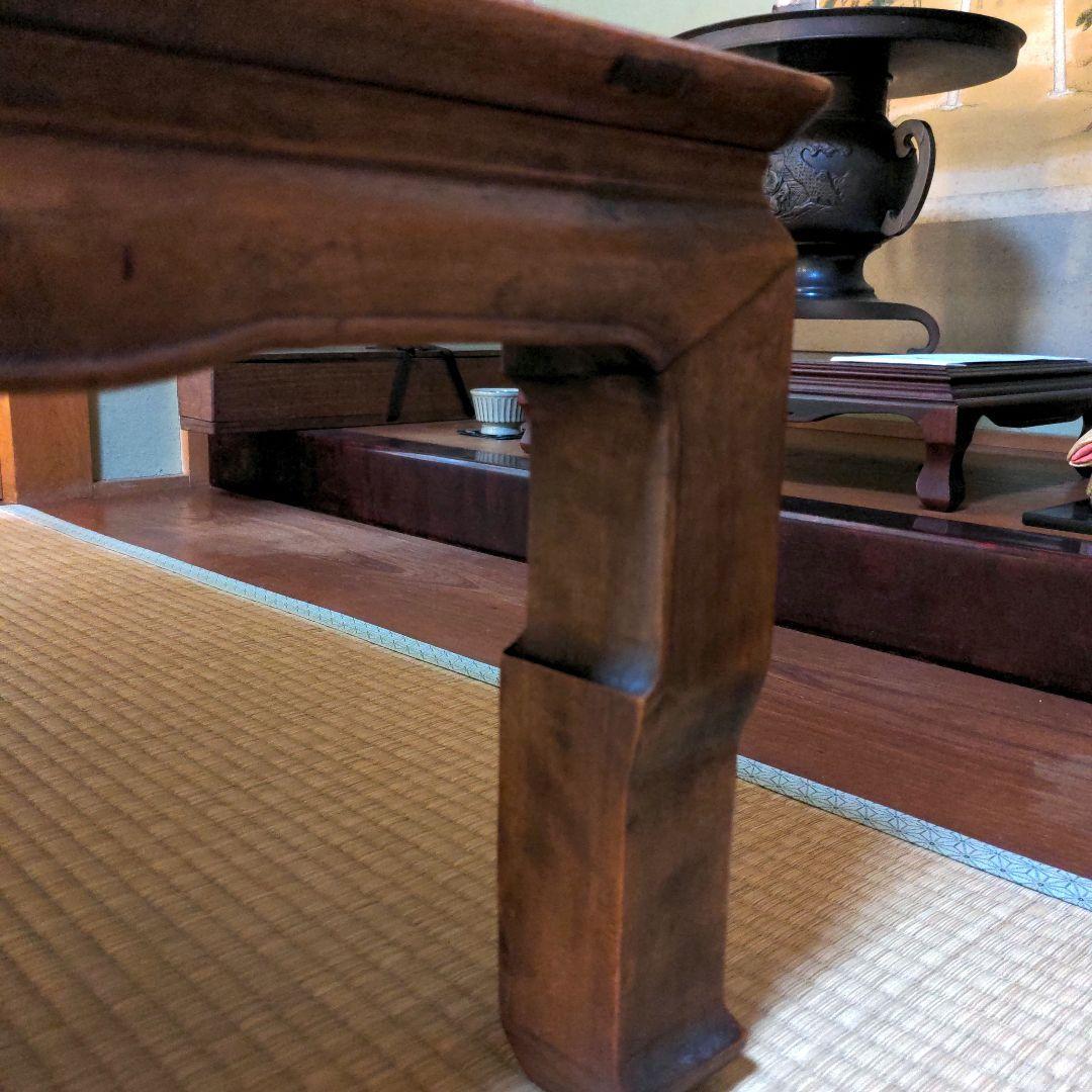 木製座卓 ダークブラウン アンティーク　大正　和テーブル　レトロ　細かい手仕事