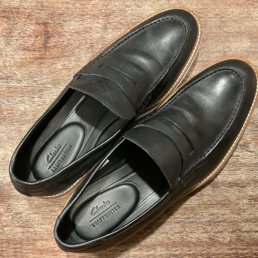 30cm！クラークス ローファー アーネストフリー メンズ ブラック レザー