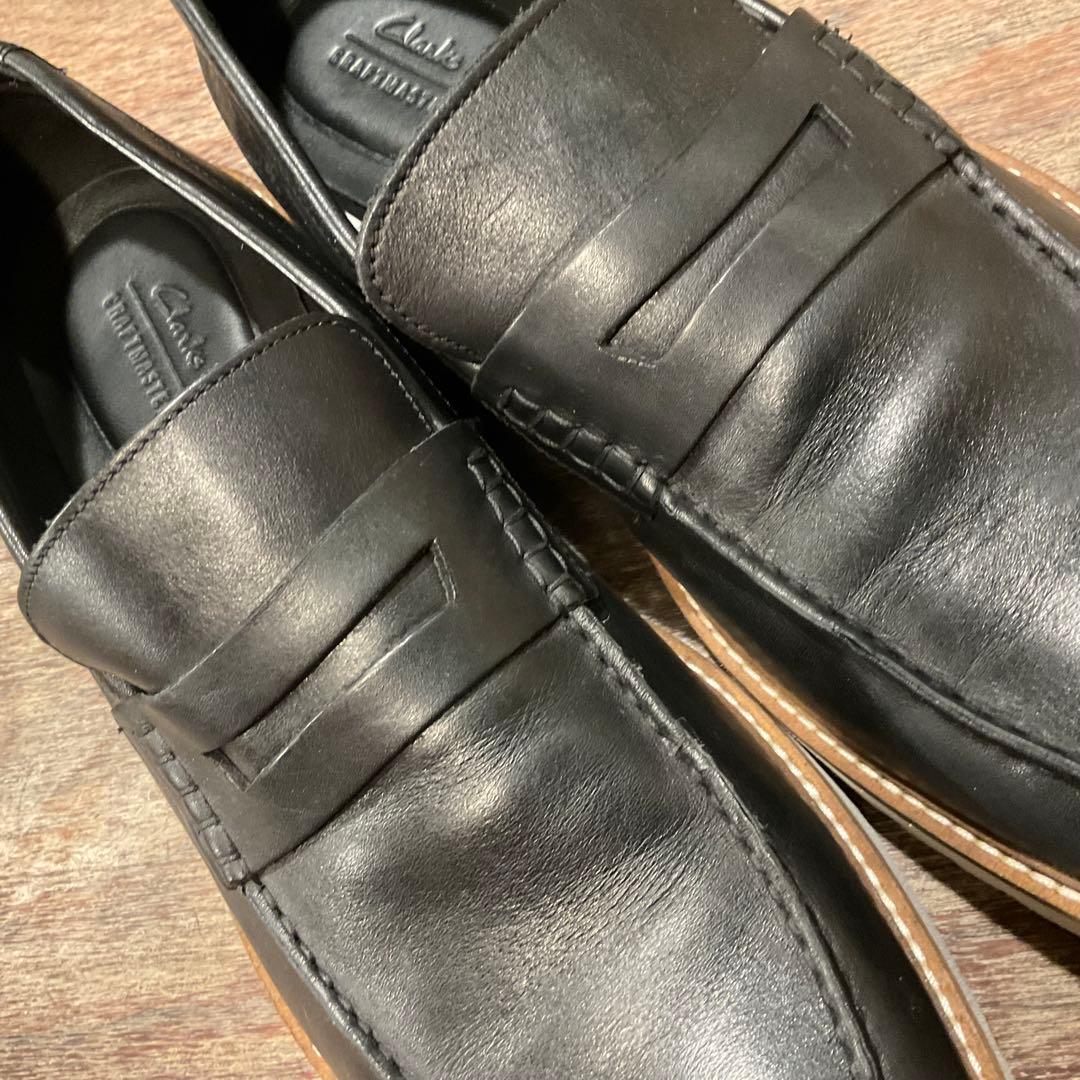 30cm！クラークス ローファー アーネストフリー メンズ ブラック レザー