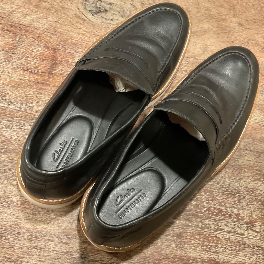 30cm！クラークス ローファー アーネストフリー メンズ ブラック レザー