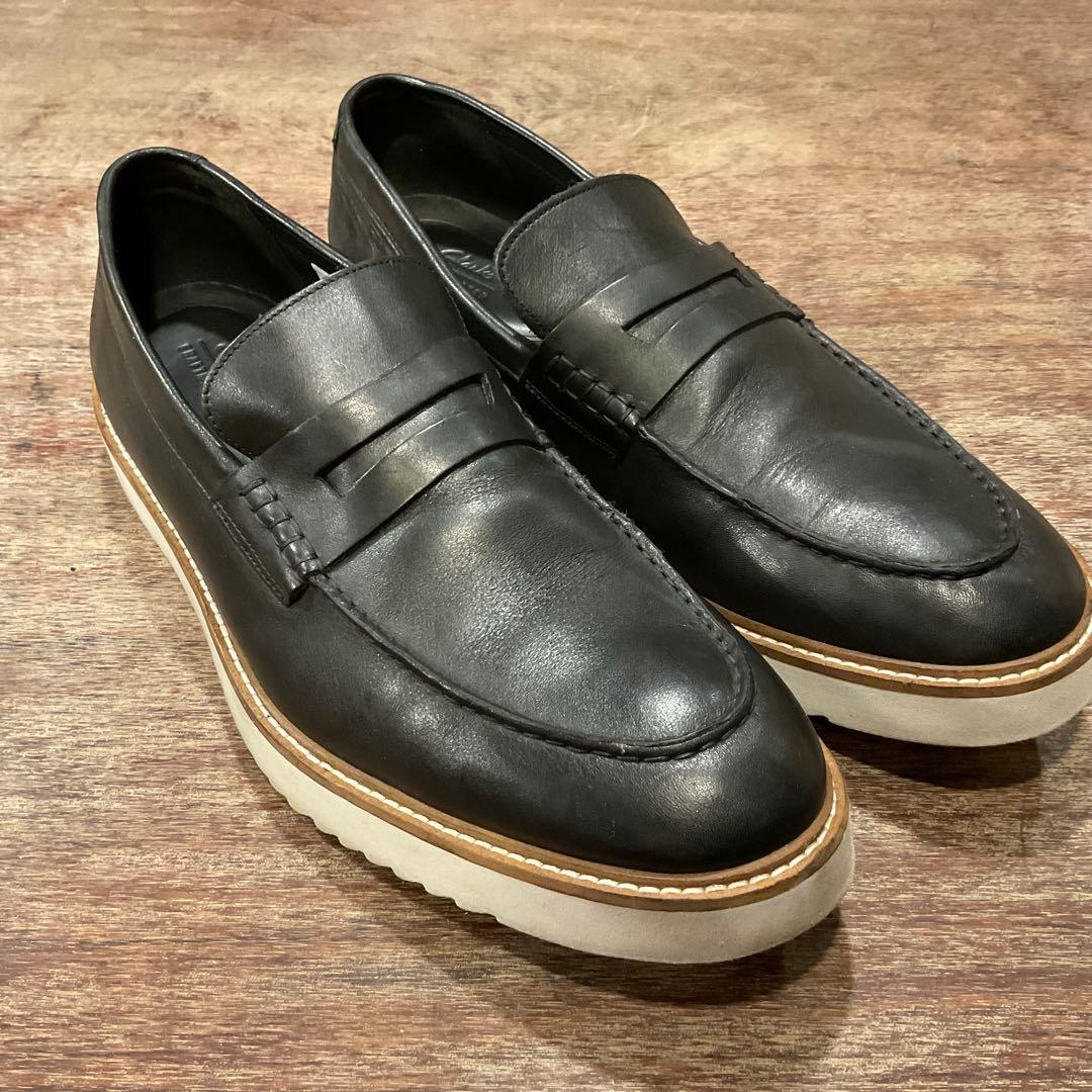30cm！クラークス ローファー アーネストフリー メンズ ブラック レザー