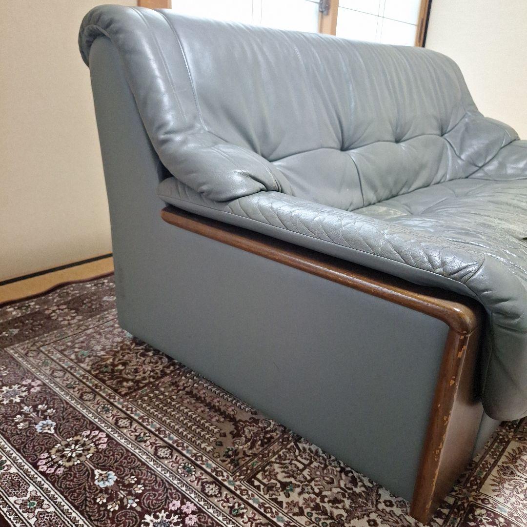 Karimoku　グレー レザー 2人掛けソファ