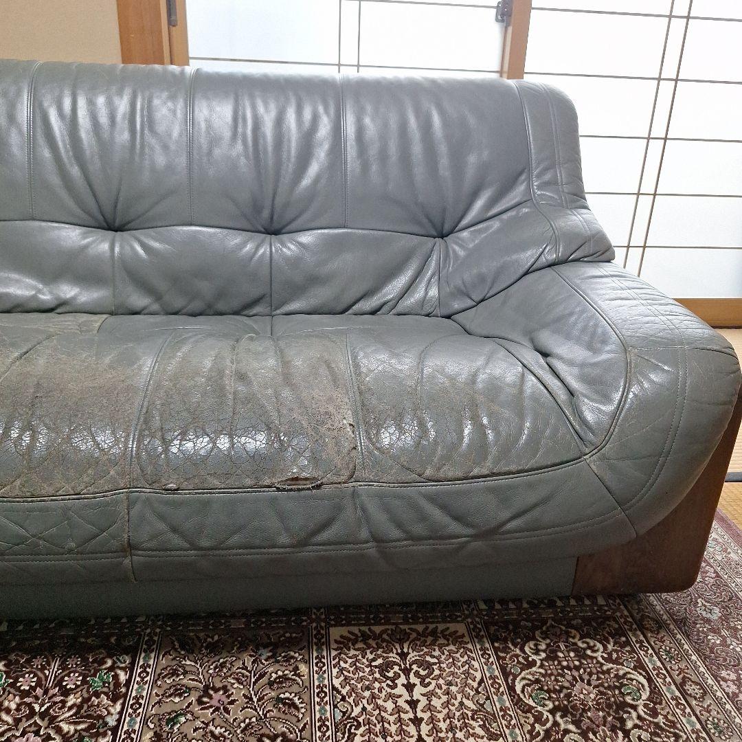 Karimoku　グレー レザー 2人掛けソファ