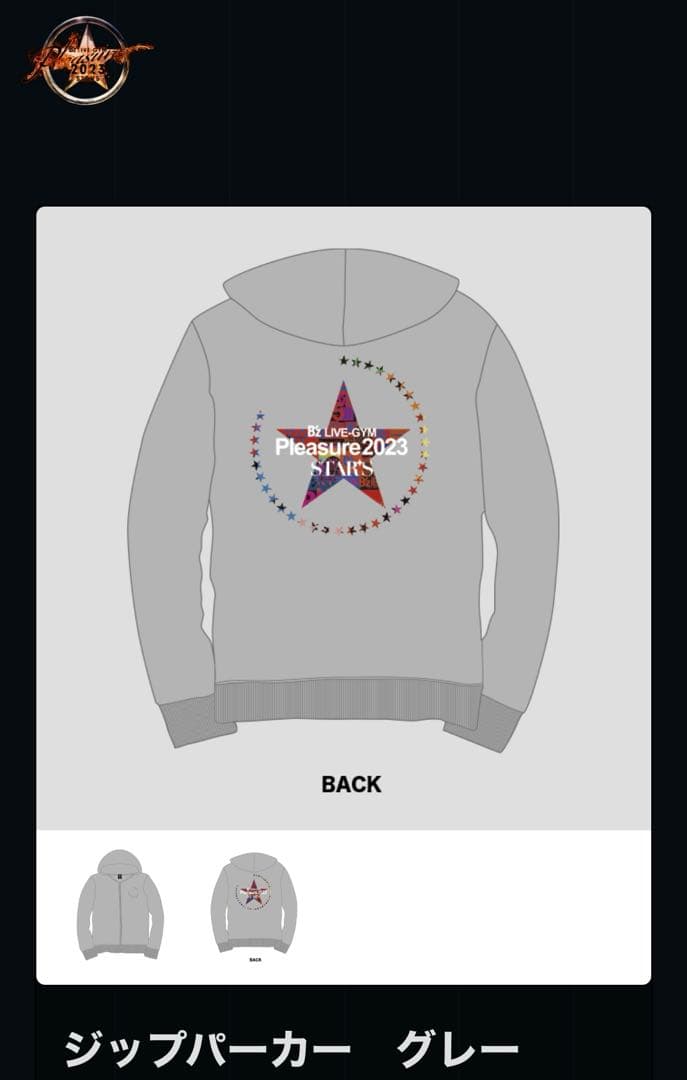 B'z pleasure2023\"STARS\"ジップパーカー　グレー　Ｌサイズ