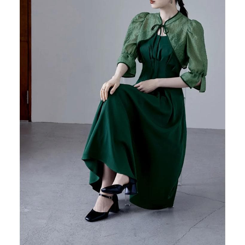 etoll. エトル ジャガードボレロ＆ウエストタックボリュームパーティードレス