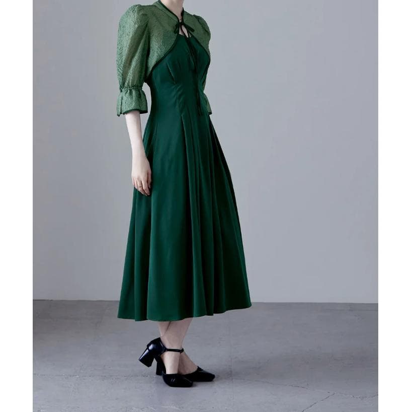 etoll. エトル ジャガードボレロ＆ウエストタックボリュームパーティードレス