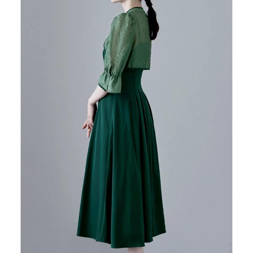 etoll. エトル ジャガードボレロ＆ウエストタックボリュームパーティードレス