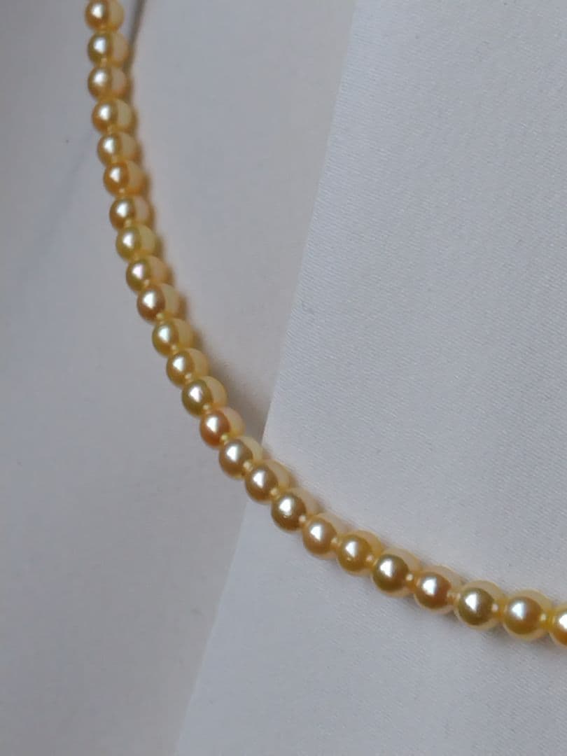 K18 アコヤ真珠ベビーパールネックレス　シャンパンカラー〜ゴールド