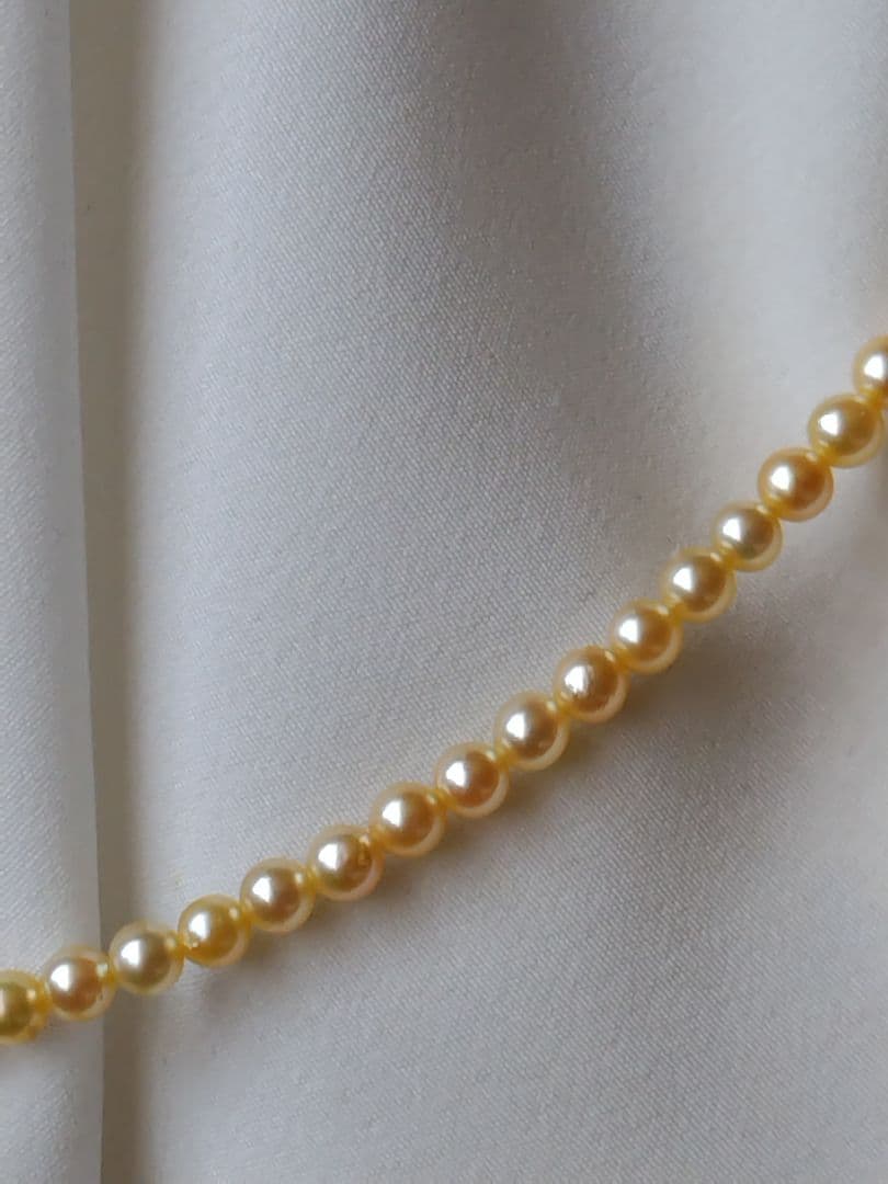 K18 アコヤ真珠ベビーパールネックレス　シャンパンカラー〜ゴールド