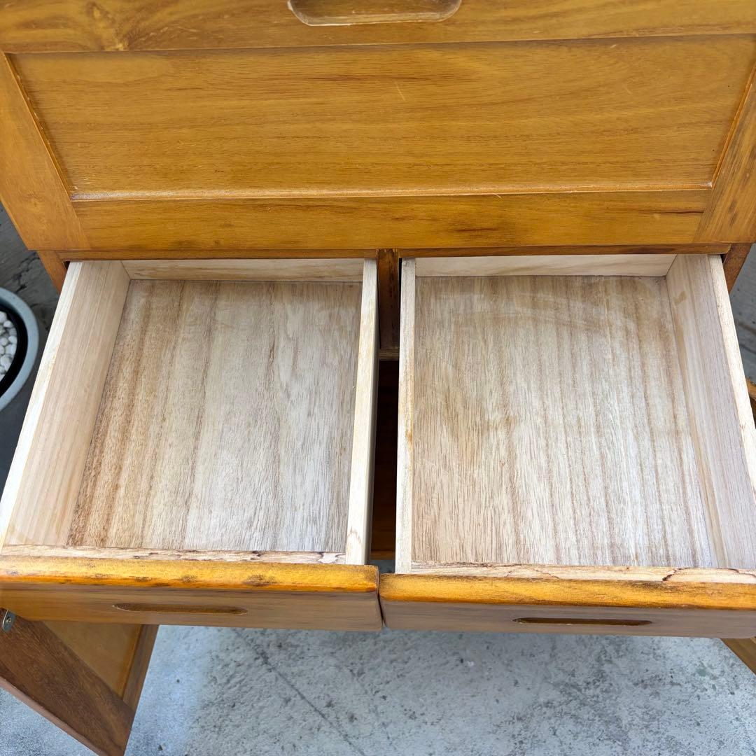 木製キッチンワゴン タイル天板 キャスター付 キャビネット