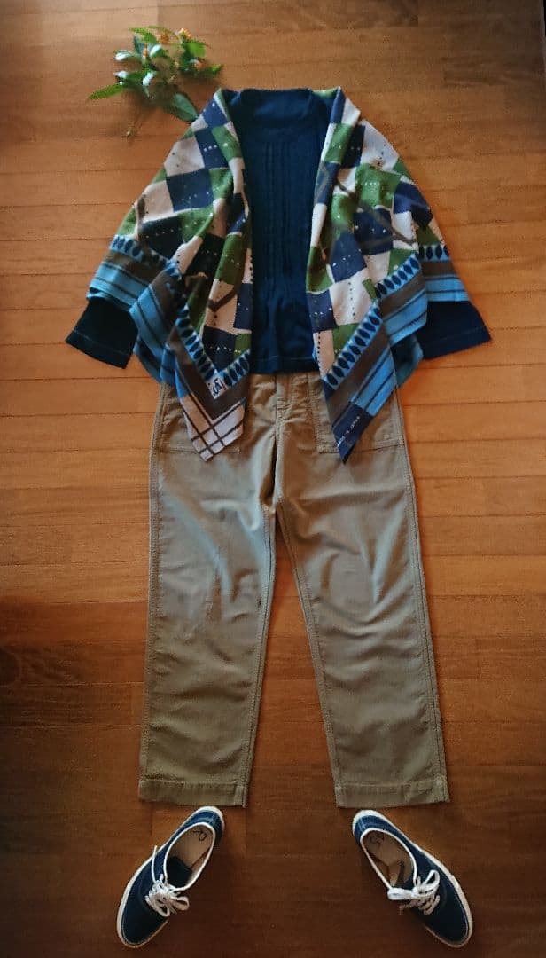 45R☆コットン麦サテンデニムのベイカーパンツ/カーキ♪