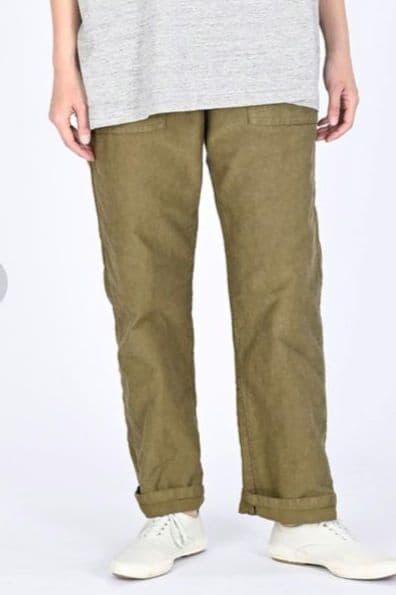 45R☆コットン麦サテンデニムのベイカーパンツ/カーキ♪