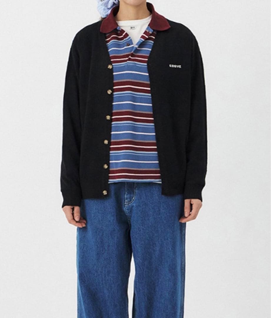 【韓国】GROVE CARELL STRIPE LS PIQUE SHIRT