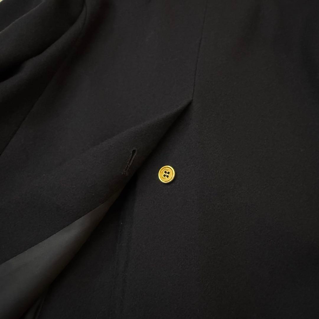 【美品】PATOU 紺ブレ 金ボタン カシミヤ混 ロゴパッチ 38