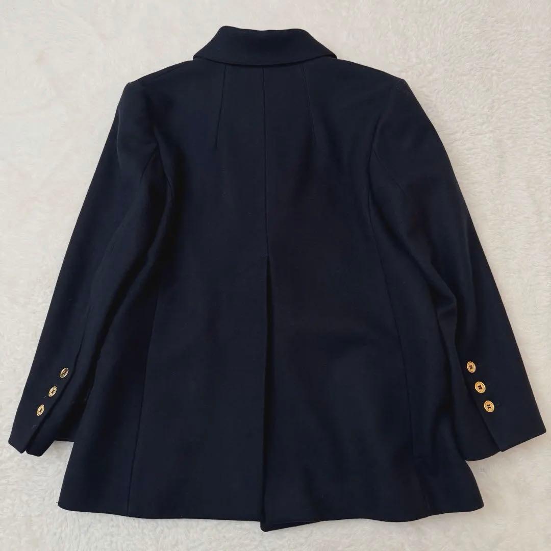 【美品】PATOU 紺ブレ 金ボタン カシミヤ混 ロゴパッチ 38