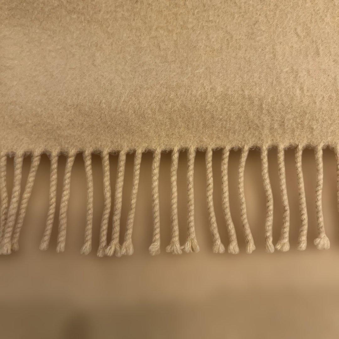 HERMÈS カシミヤ マフラー イエローベージュ フリンジ付き