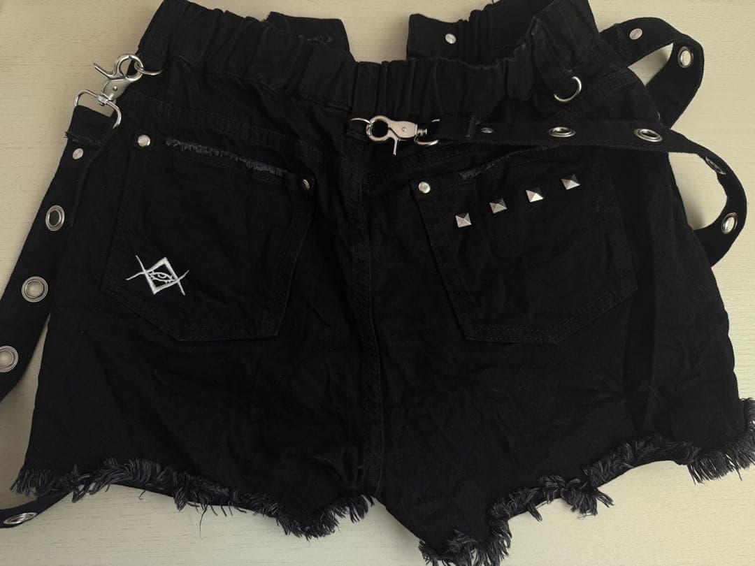 完売品　【REFLEM/レフレム】サスペンダー付きデニムショーツ　ブラック