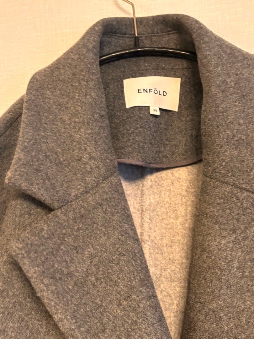【美品】ENFOLDのフェザーリバーロングPコート38 エンフォルド