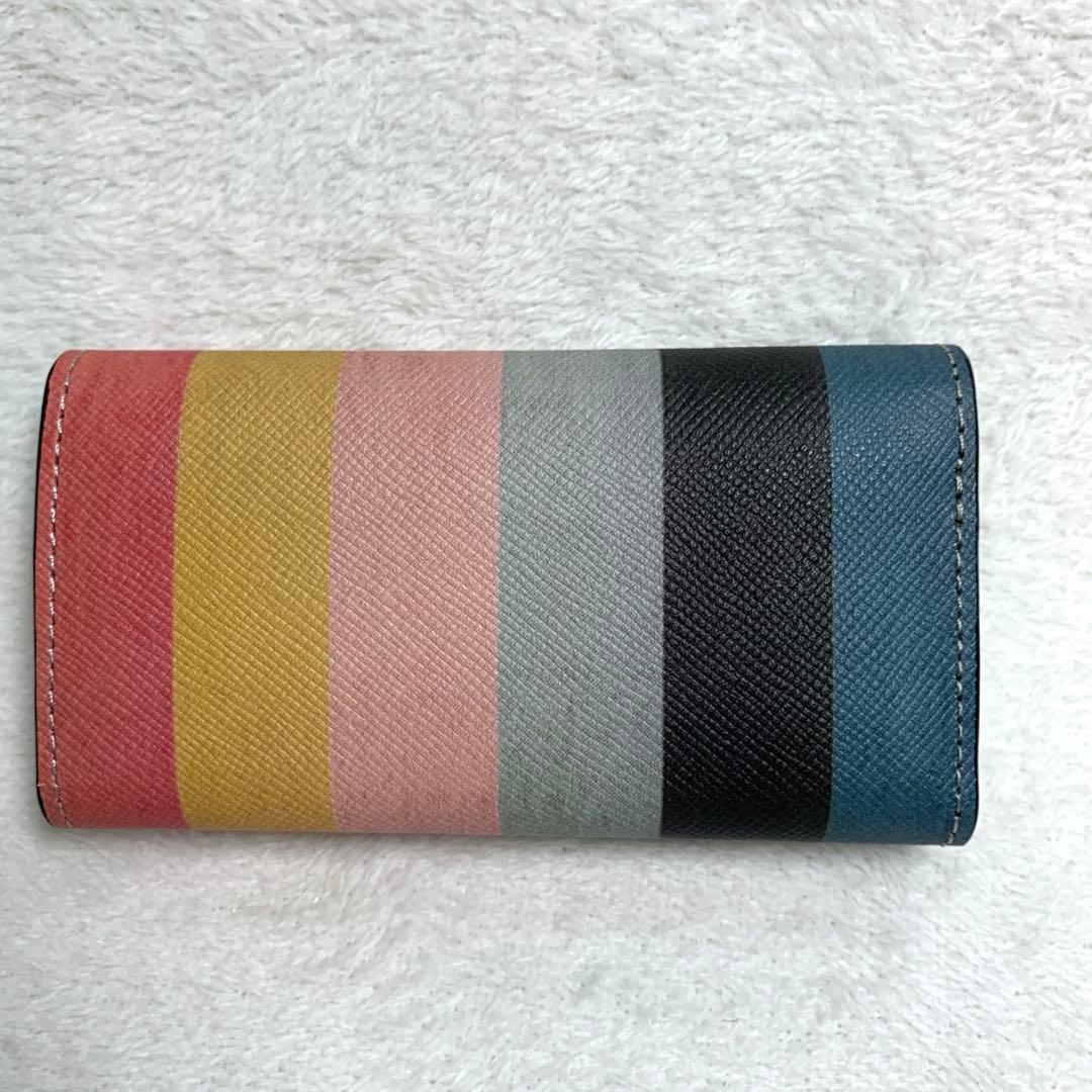 新品未使用　ポールスミス　キーケース　4連　マルチカラー　牛革　ストライプ