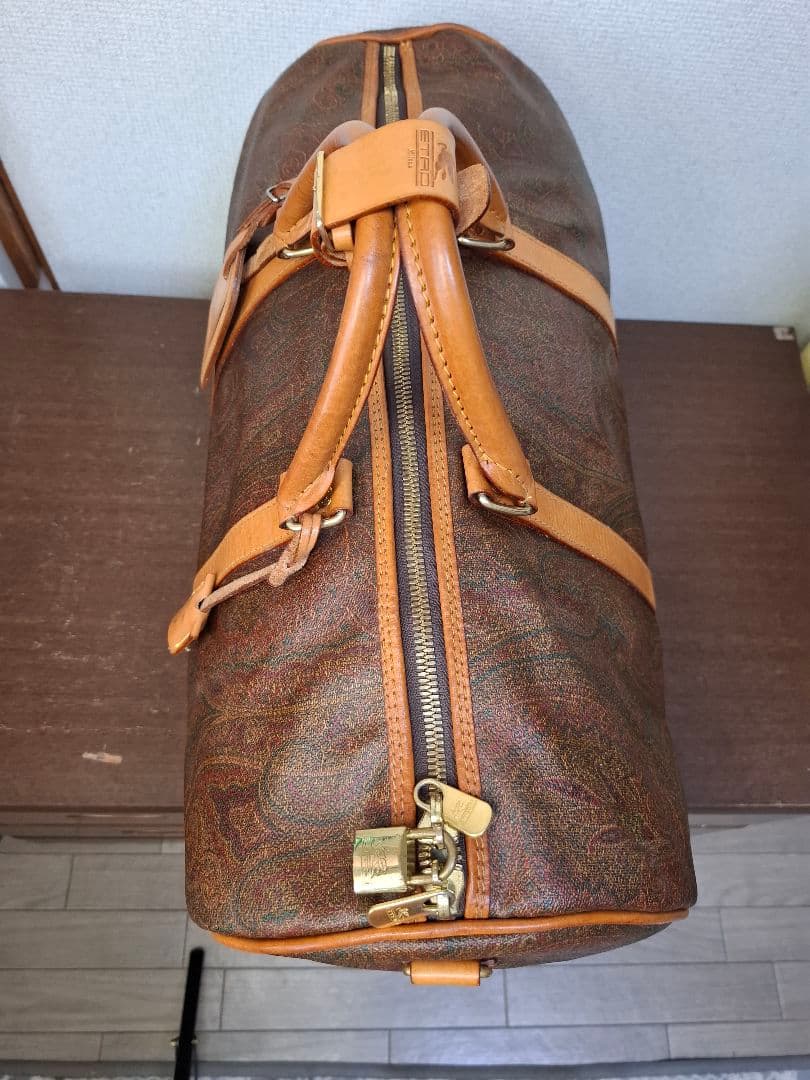 美品 エトロボストンバック　ETRO 　鍵付き ペイズリー柄