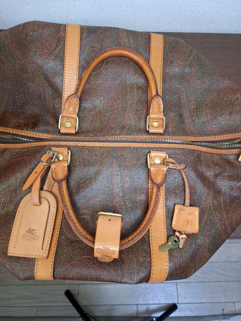 美品 エトロボストンバック　ETRO 　鍵付き ペイズリー柄