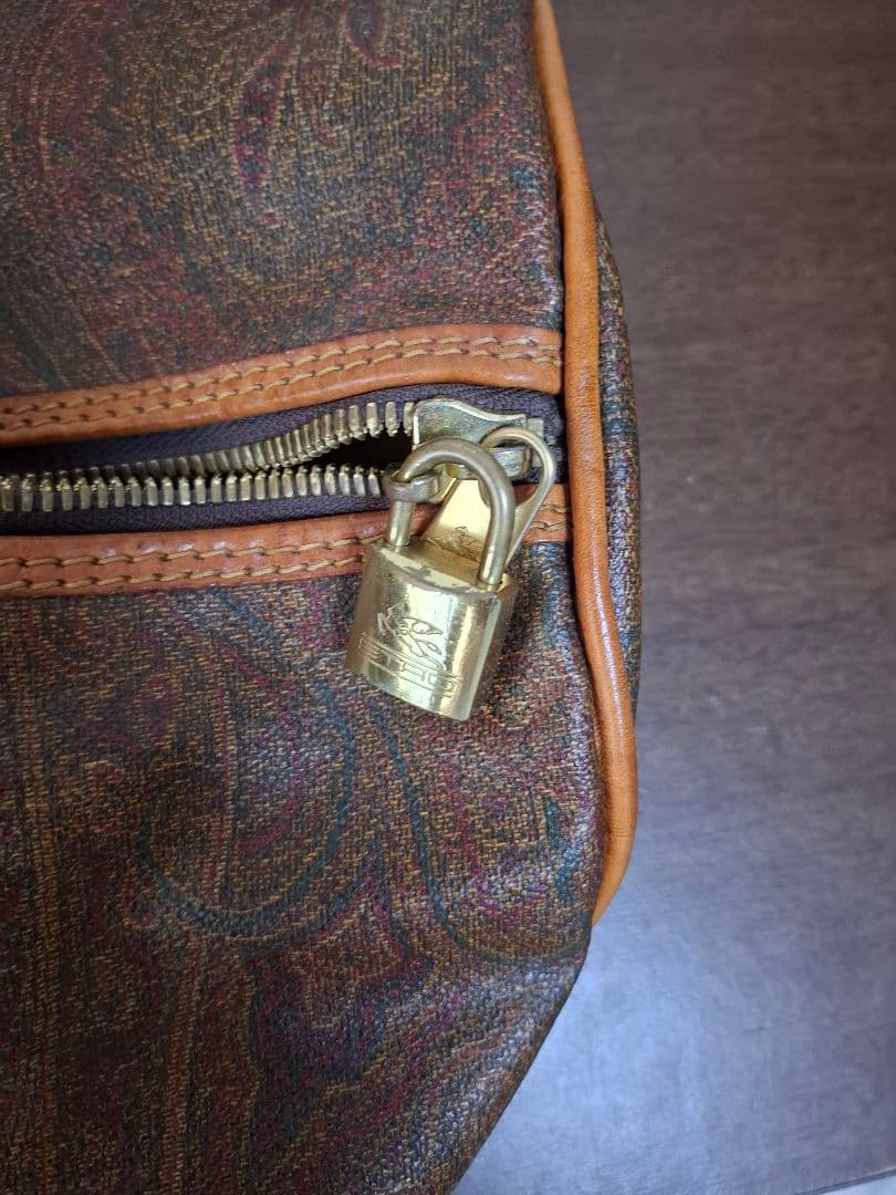美品 エトロボストンバック　ETRO 　鍵付き ペイズリー柄