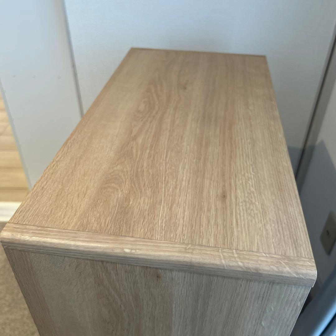 ナチュラルウッド ガラス扉キャビネット　スリム　コンパクト