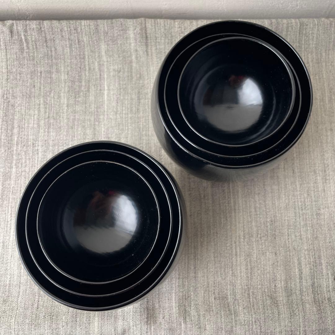 木製 入れ子椀 応量器 黒 漆器 2セット コムサデモード