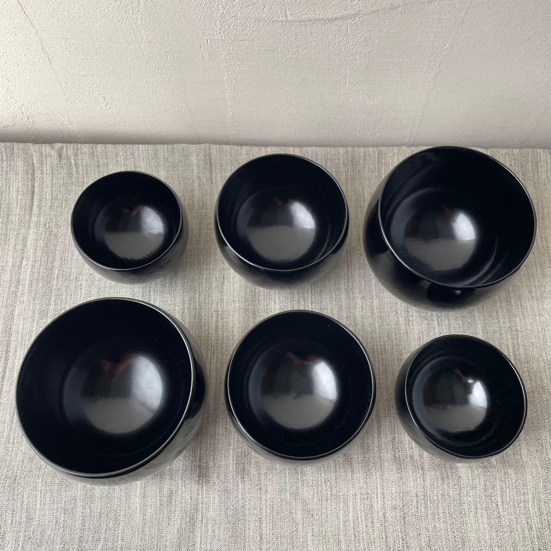 木製 入れ子椀 応量器 黒 漆器 2セット コムサデモード