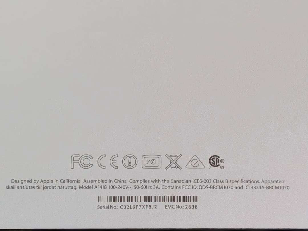 iMac (21.5-inch, Late 2013) A1418 初期化済