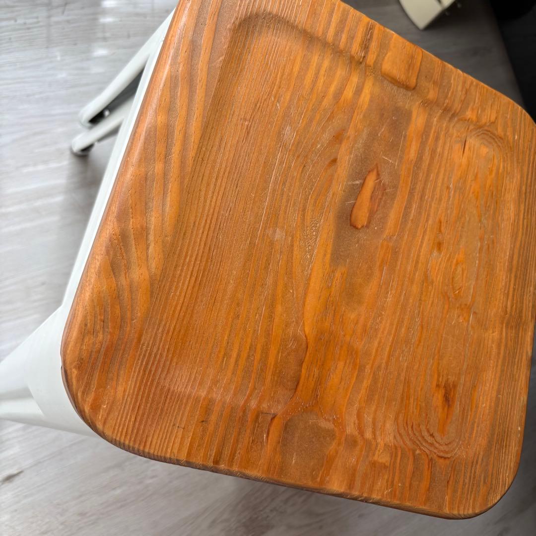 送料込・アイアンチェア・ロータイプ2脚・ホワイト インダストリアルチェア