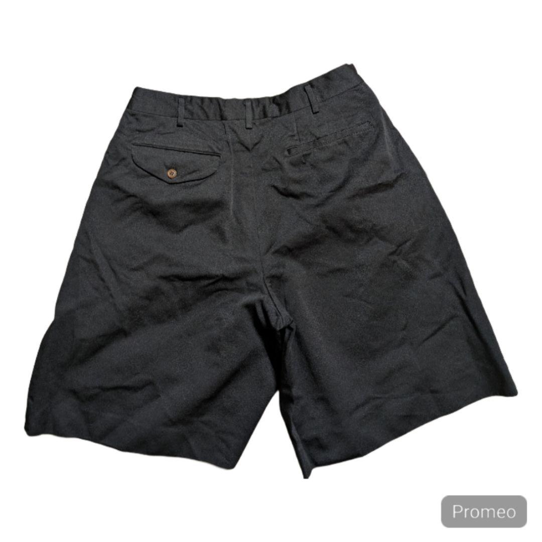 コムデギャルソンオムプリュス ポリエステル2タックワイドショートパンツ 黒 S