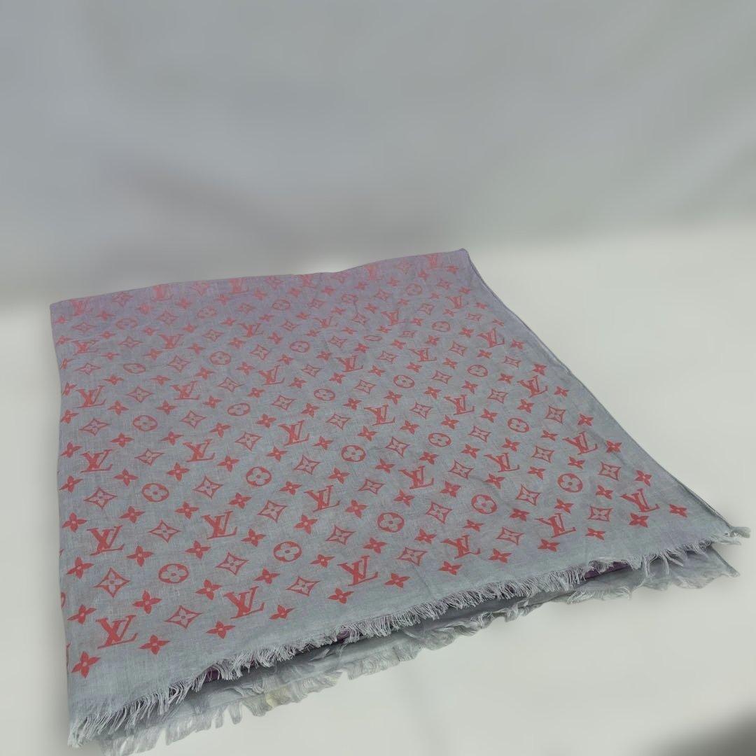 ルイヴィトン　エトール　モノグラム コットン　大判　ストール　ピンク　パープル