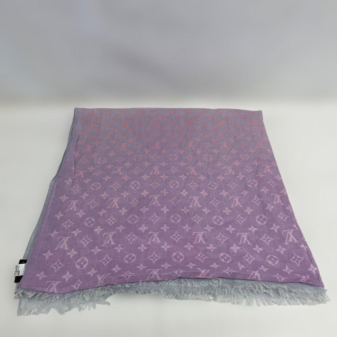 ルイヴィトン　エトール　モノグラム コットン　大判　ストール　ピンク　パープル