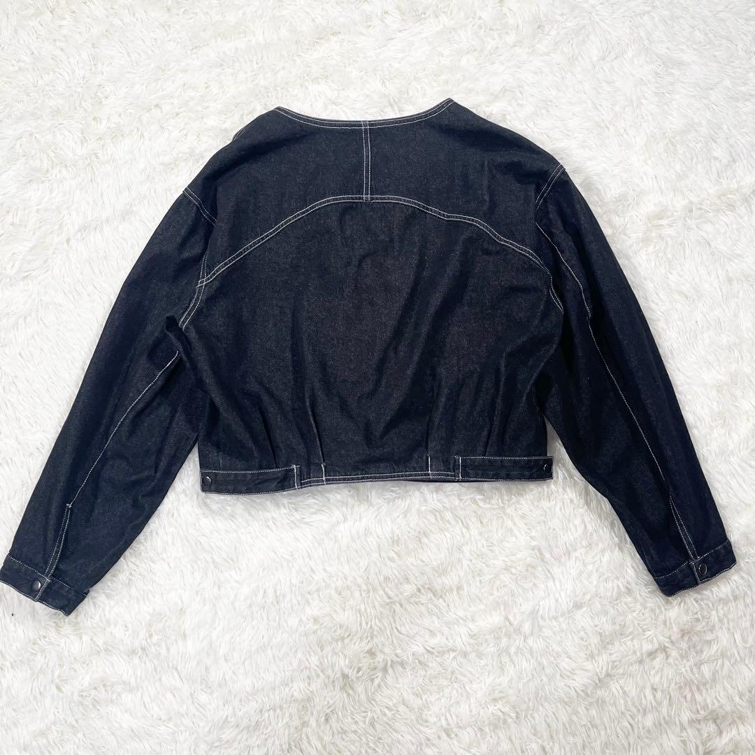 762 【美品】カプリシュレマージュ ノーカラー デニム ジャケット