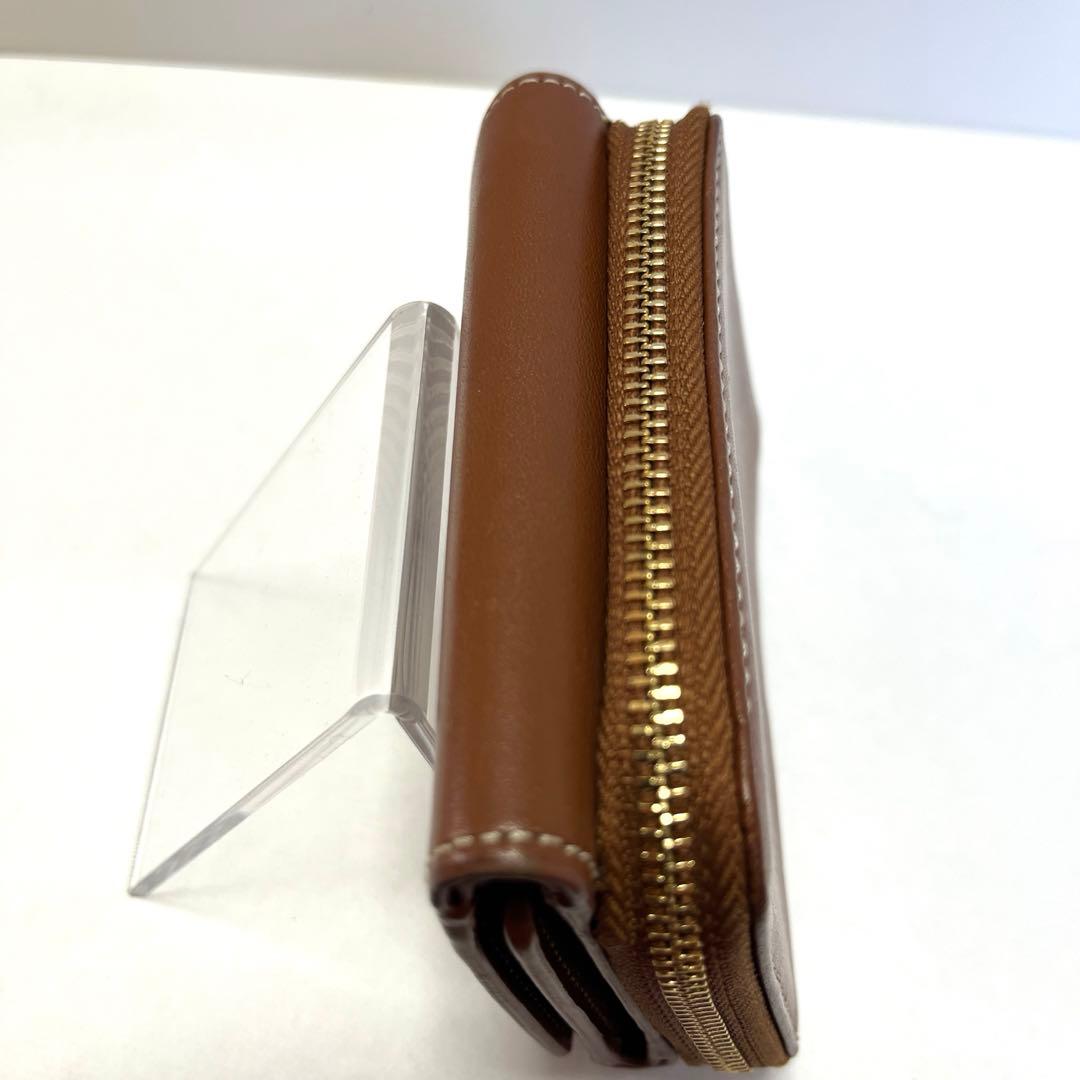 Agnes b アニエスベー　ブラウン レザー 三つ折り財布　ミニウォレット