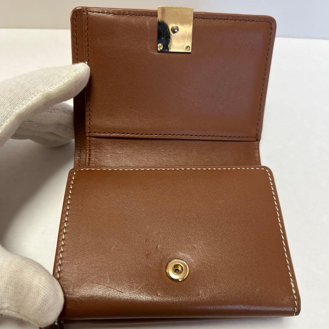 Agnes b アニエスベー　ブラウン レザー 三つ折り財布　ミニウォレット