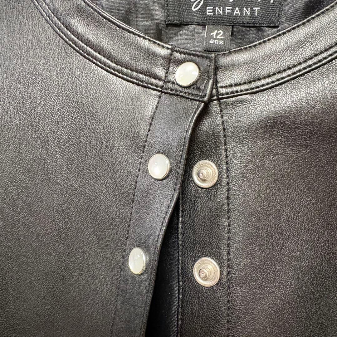 新品未使用 agnès b. アニエスベー 黒レザージャケット 12 ans