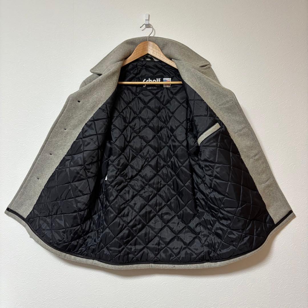 Schott ショット ピーコート シングル キルティング裏地 グレー USA製